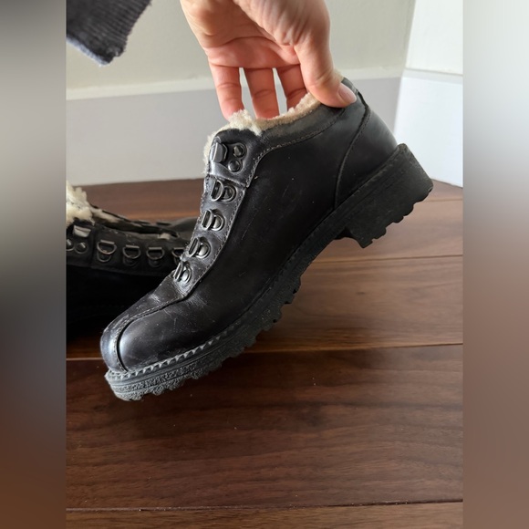 J.Crew Nordic Sherpa Lined Leather Boots Dark Brown Size 7 Hiking Style - Picture 6 of 9